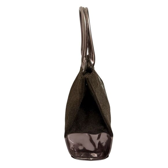 Tory Burch Women's Felt Wool w Metallic Patent Leather Detail Ella Tote Bag Brow - Picture 9 of 10